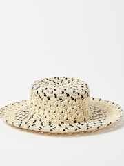 Oliver Bonas Natural Crochet Floppy Hat - Image 2 of 5