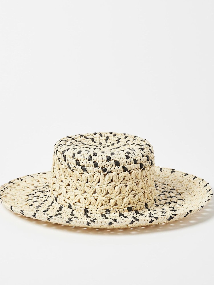 Oliver Bonas Natural Crochet Floppy Hat - Image 2 of 5 Oliver Bonas Natural Crochet Floppy Hat - Image 2 of 5