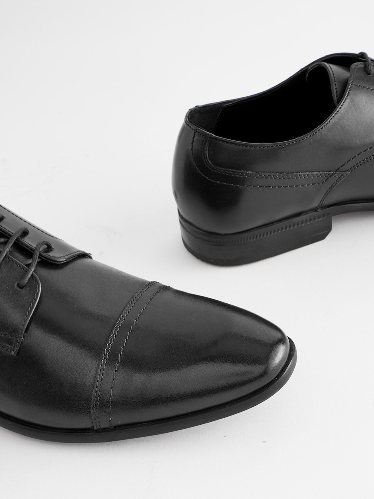 Noir - Chaussures Derby à bout en cuir - Image 4 of 7