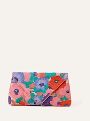 Accessorize Blue Raffia Embellished Floral Clutch Bag - Image 2 of 3