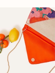 Accessorize Blue Raffia Embellished Floral Clutch Bag - Image 3 of 3