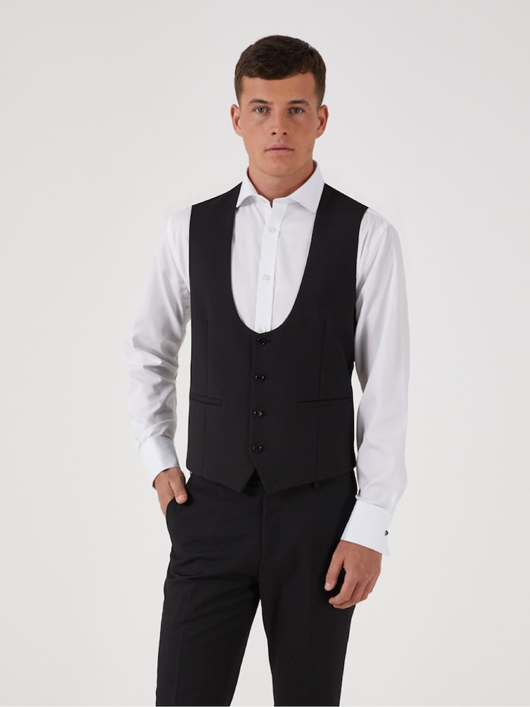 Skopes Black Milan Scoop Slim Fit Suit Waistcoat - Image 1 of 4