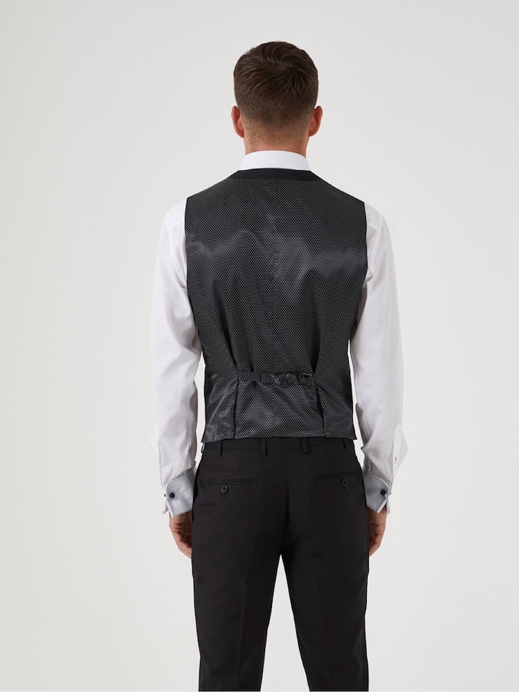 Skopes Black Milan Scoop Slim Fit Suit Waistcoat - Image 2 of 4 Skopes Black Milan Scoop Slim Fit Suit Waistcoat - Image 2 of 4