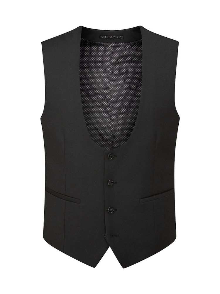 Skopes Black Milan Scoop Slim Fit Suit Waistcoat - Image 3 of 4