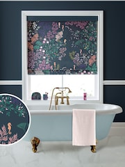 Sara Miller Navy 100% Cotton Underwater Made to Measure Roman Blind - Image 1 of 6