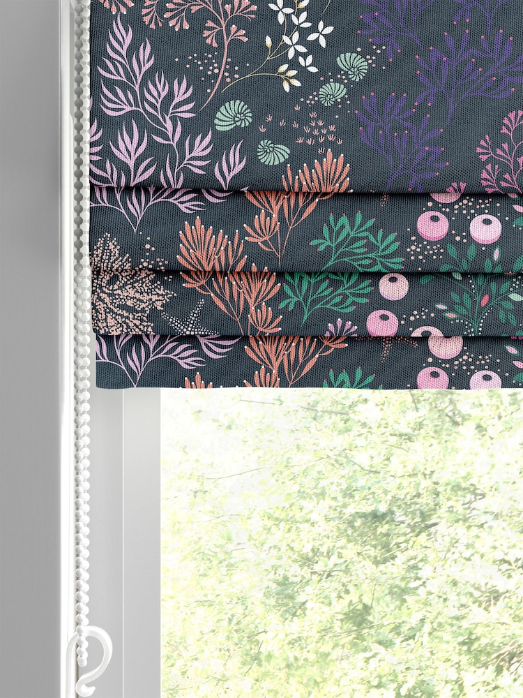 Sara Miller Navy 100% Cotton Underwater Made to Measure Roman Blind - Image 2 of 6