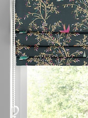 Sara Miller Forest Green 100% Cotton Swallows Made to Measure Roman Blind - Image 2 of 5