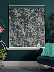 Sara Miller Forest Green 100% Cotton Swallows Made to Measure Roman Blind - Image 4 of 5