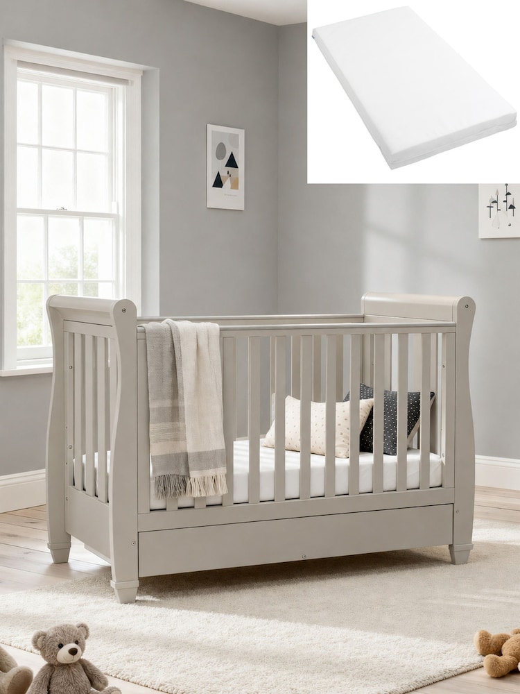 Babymore Cashmere Eva Cot Bed with Fibre Mattress - Image 2 of 5 Babymore Cashmere Eva Cot Bed with Fibre Mattress - Image 2 of 5