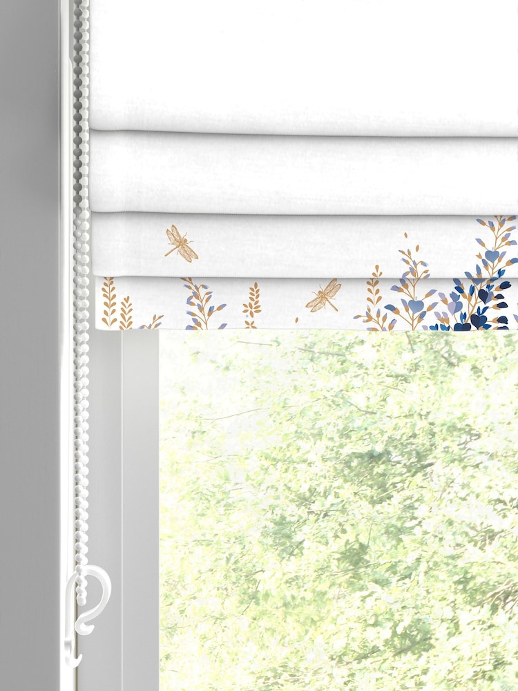 Sara Miller White 100% Cotton Wisteria Made to Measure Roman Blind - Image 2 of 5