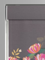 Sara Miller Dark Grey 100% Cotton Peony Border Made to Measure Roman Blind - Image 3 of 5