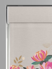 Sara Miller Pale Grey 100% Cotton Peony Border Made to Measure Roman Blind - Image 3 of 5