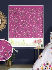 Sara Miller Purple 100% Cotton Butterflies & Trellis Made to Measure Roman Blind - Image 1 of 6
