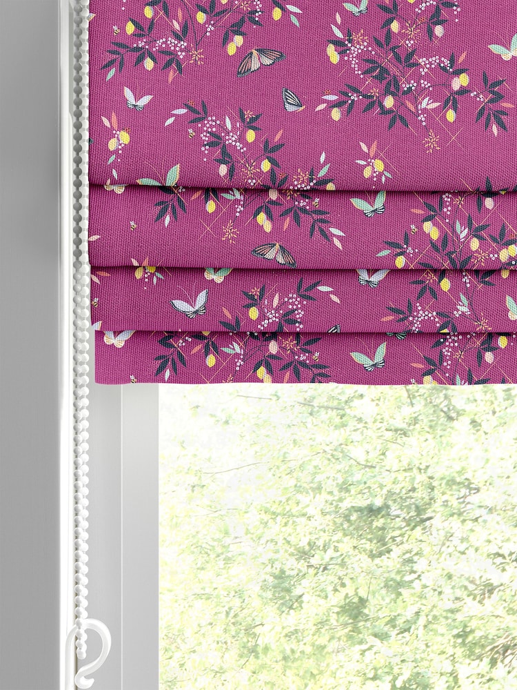 Sara Miller Purple 100% Cotton Butterflies & Trellis Made to Measure Roman Blind - Image 2 of 6