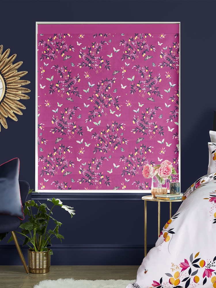 Sara Miller Purple 100% Cotton Butterflies & Trellis Made to Measure Roman Blind - Image 5 of 6