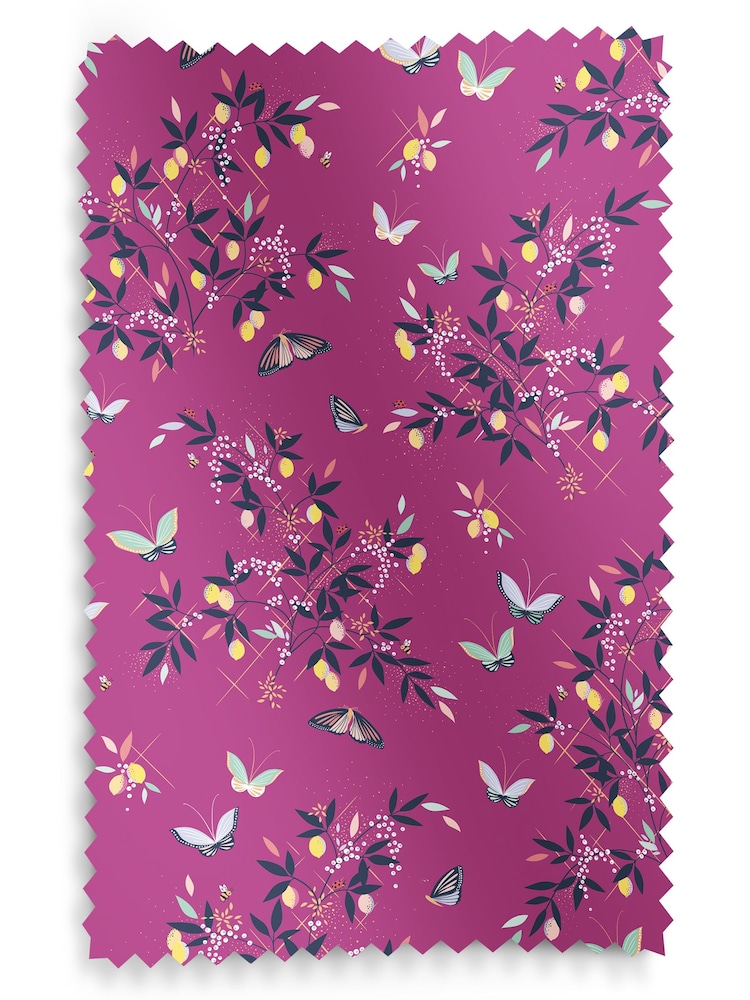 Sara Miller Purple 100% Cotton Butterflies & Trellis Made to Measure Roman Blind - Image 6 of 6