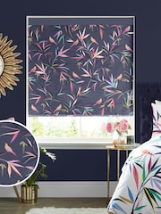 Sara Miller Smokey Blue 100% Cotton Bamboo Made to Measure Roman Blind - Image 1 of 6
