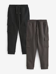 Black/Grey Slim Fit Slim Cargo Joggers 2 Pack (3-16yrs) - Image 1 of 3