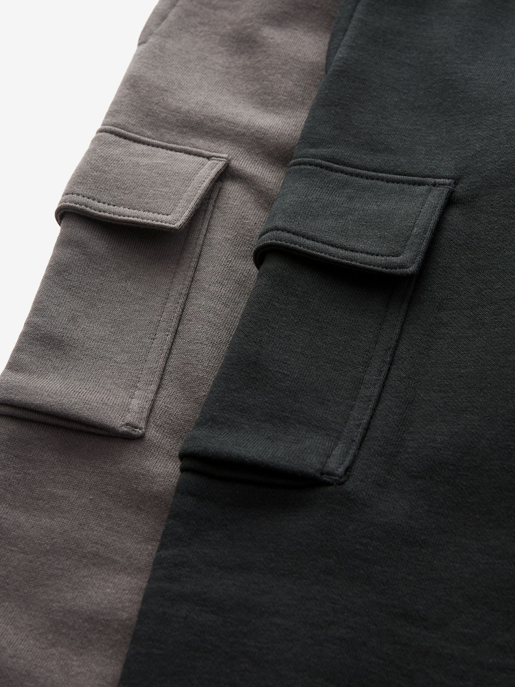 Black/Grey Slim Fit Slim Cargo Joggers 2 Pack (3-16yrs) - Image 3 of 3