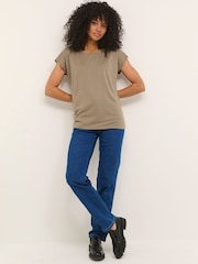 Kaffe Green Lise Marie Cap Sleeve T-Shirt - Image 1 of 5