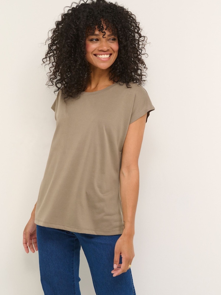 Kaffe Green Lise Marie Cap Sleeve T-Shirt - Image 2 of 5 Kaffe Green Lise Marie Cap Sleeve T-Shirt - Image 2 of 5