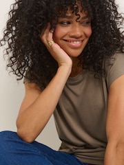 Kaffe Green Lise Marie Cap Sleeve T-Shirt - Image 3 of 5