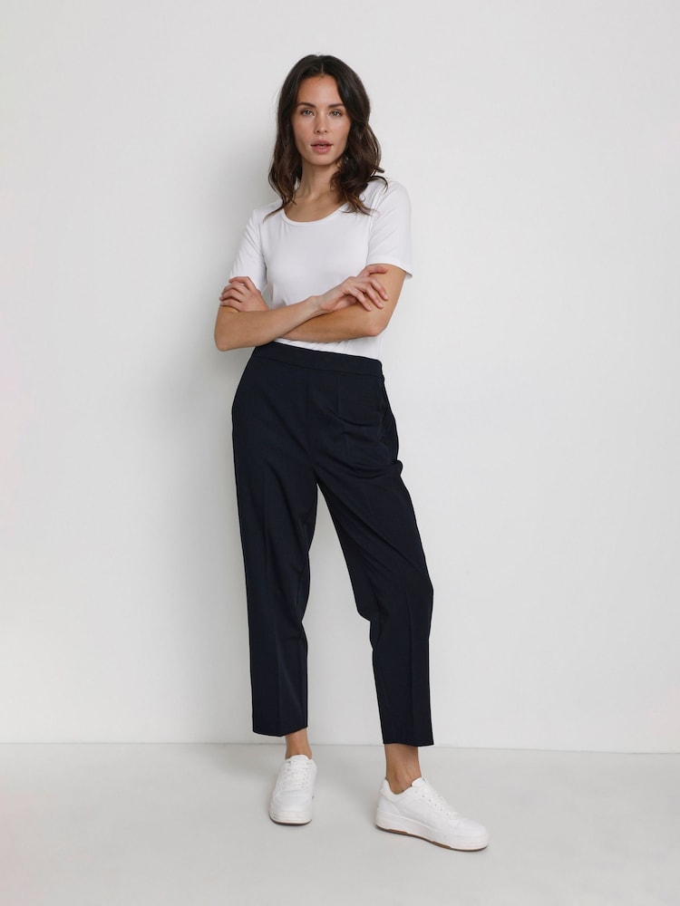 Kaffe Kasakura HW Cropped Relaxed Fit High Waist Length Regular Leg Trousers - Image 1 of 6