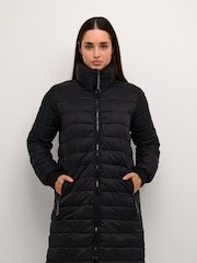 Kaffe Lira Zipped Long Puffer Black Jacket - Image 2 of 5