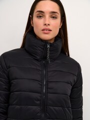 Kaffe Lira Zipped Long Puffer Black Jacket - Image 3 of 5