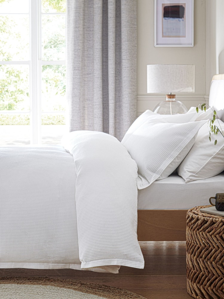 White Waffle Duvet Cover and Pillowcase Set - Image 1 of 5