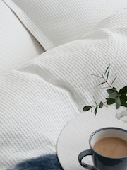 White Waffle Duvet Cover and Pillowcase Set - Image 4 of 5