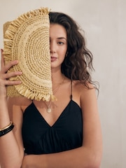 Natural Raffia Fringe Clutch Bag - Image 3 of 8
