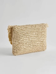 Natural Raffia Fringe Clutch Bag - Image 5 of 8
