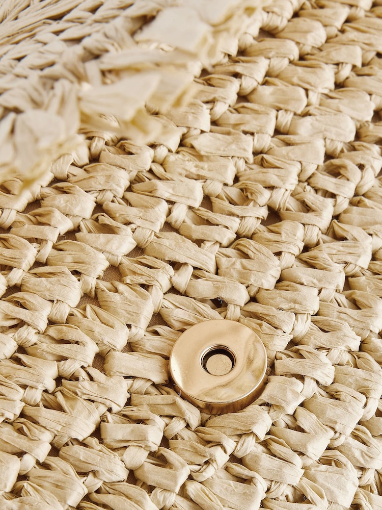 Natural Raffia Fringe Clutch Bag - Image 8 of 8