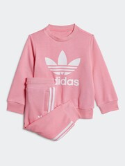 طقم وردي يتضمن سترة بحافة رفبة مستديرة للأطفال الصغار من adidas originals - صورة 1 من 4
