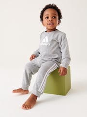 adidas Grey Sportswear Badge Of Sport French Terry Tracksuit - Image 1 of 10