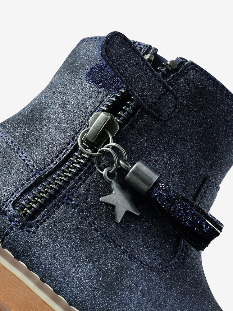 Navy Blue Standard Fit (F) Warm Lined Ankle Boots - Image 4 of 4