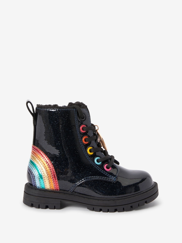 Marineblau, Regenbogen - Warm gefütterte Schnürstiefel - Bild 2 von 5 Marineblau, Regenbogen - Warm gefütterte Schnürstiefel - Bild 2 von 5