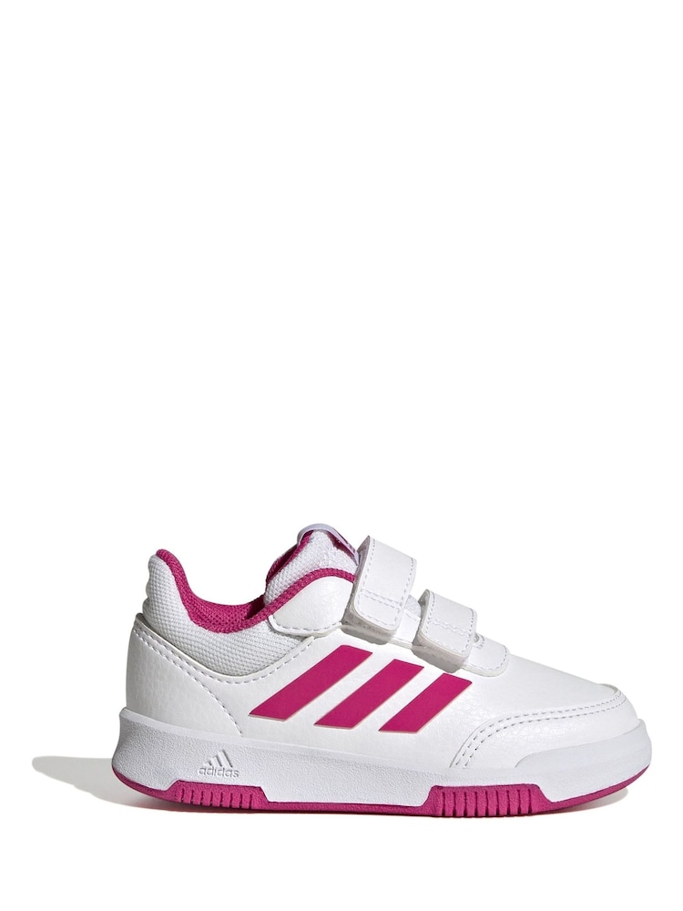adidas White/Pink White/Pink Tensaur Sport Hook and Loop Trainers - Image 1 of 9