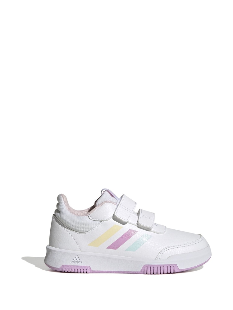 adidas White/Silver Tensaur Kids Sport Hook and Loop Trainers - Image 1 of 9