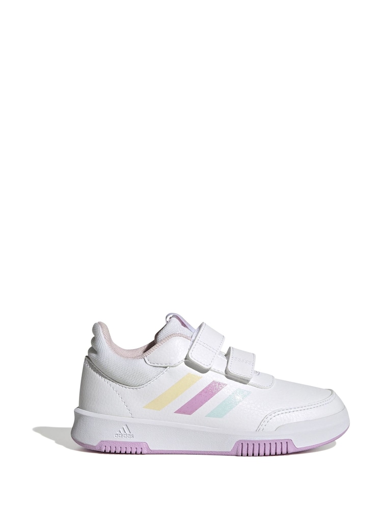 adidas White/Silver Tensaur Kids Sport Hook and Loop Trainers - Image 3 of 9
