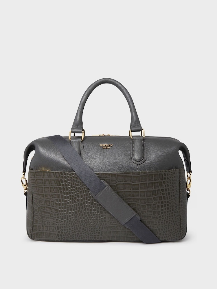 OSPREY LONDON Grey The Kellie Leather Weekender Bag - Image 1 of 5