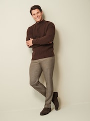 Braun - Gebürstete Puppytooth-Hose in schmaler Passform​​​​​​​ - Bild 2 von 7