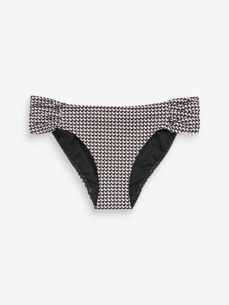 Schwarz, Geomuster - Mint Bikinislip aus Samt mit gerüschter Seite - Bild 3 von 3 Schwarz, Geomuster - Mint Bikinislip aus Samt mit gerüschter Seite - Bild 3 von 3
