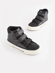 Black Standard Fit (F) Glitter Touch Fastening High Top Trainers - Image 1 of 5