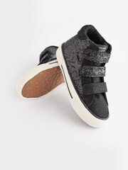 Black Standard Fit (F) Glitter Touch Fastening High Top Trainers - Image 3 of 5