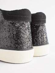 Black Standard Fit (F) Glitter Touch Fastening High Top Trainers - Image 5 of 5