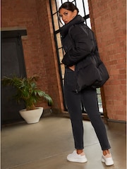 Chi Chi London Black Shirred Waist Short Padded Jacket - Image 4 of 4