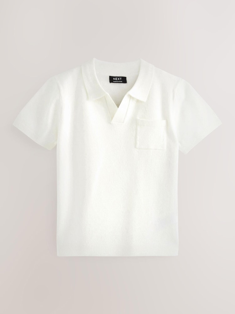White Short Sleeve Trophy Neck Polo Shirt (3mths-7yrs) - Image 1 of 3 White Short Sleeve Trophy Neck Polo Shirt (3mths-7yrs) - Image 1 of 3