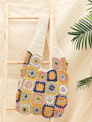 FatFace Natural Crochet Tile Bag - Image 1 of 3